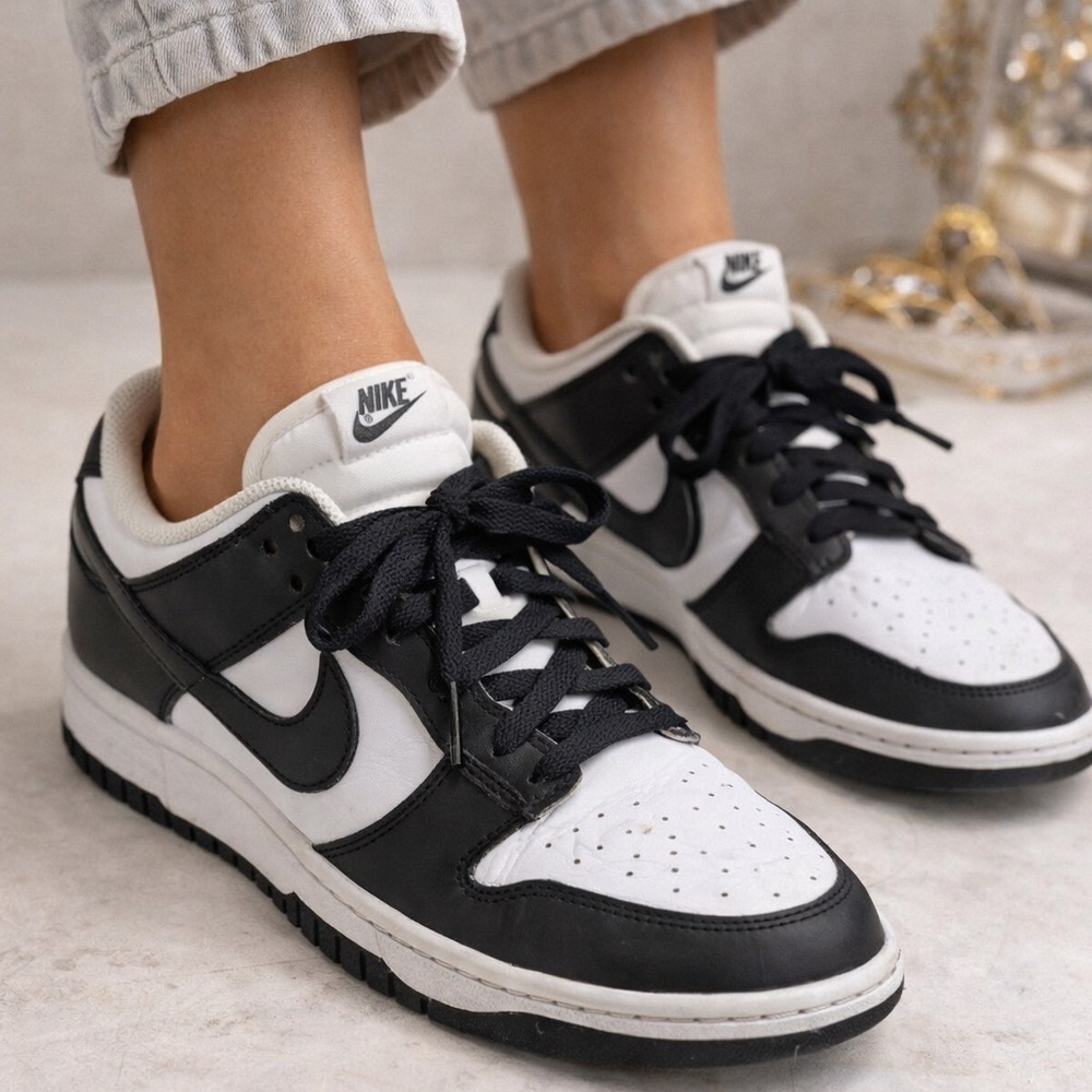 Nike Dunk Low Black White Leather Sneakers